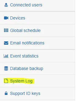 System logs — capture d'écran