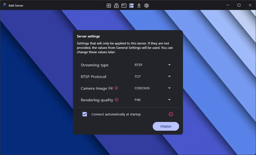 Connecting to the server — capture d'écran