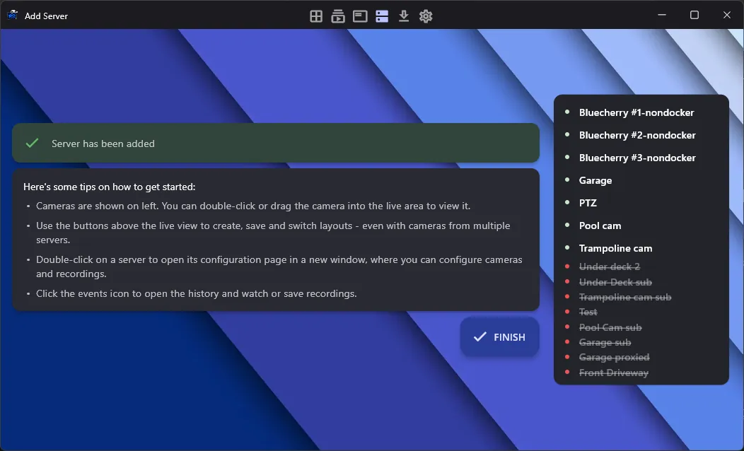 Connecting to the server — capture d'écran