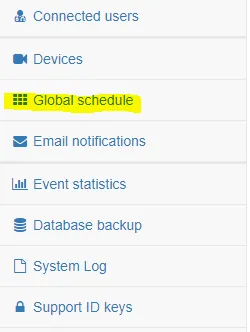 Global schedule — capture d'écran
