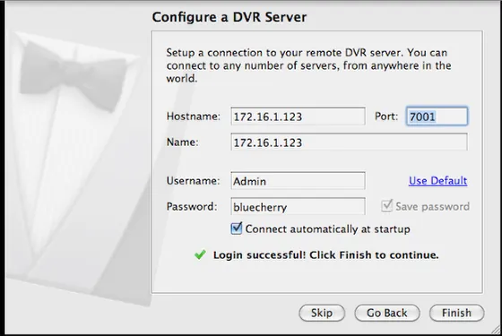 Connecting to a server — capture d'écran