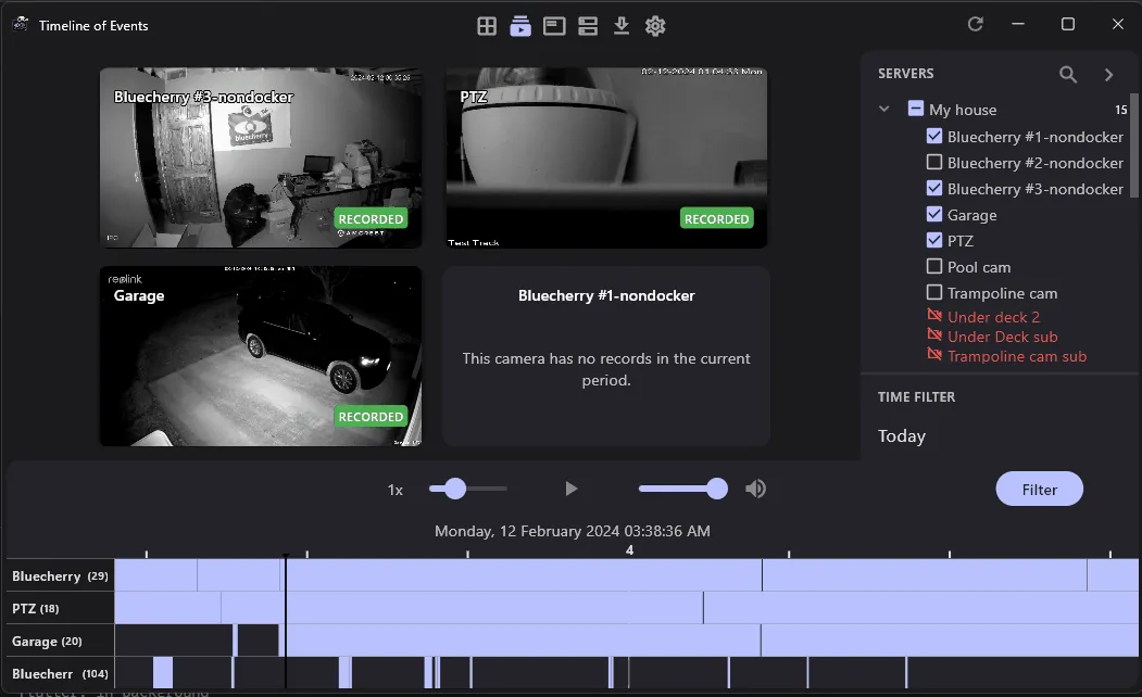 Timeline of Events — capture d'écran