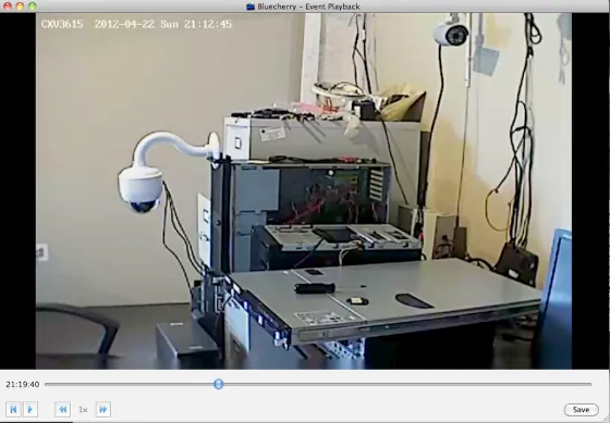 Viewing previously recorded events — capture d'écran